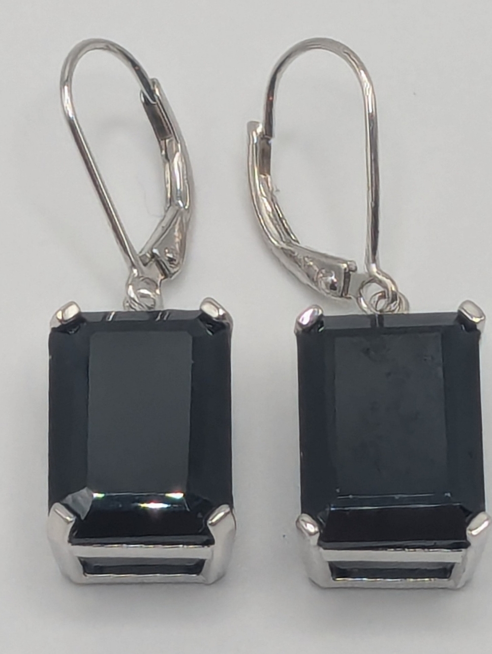 Black Spinel Dangle Earrings, 925, NWT